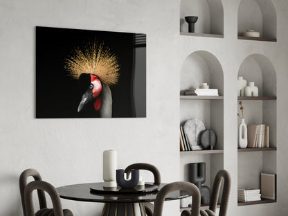 Crane Bird Glass Wall Art