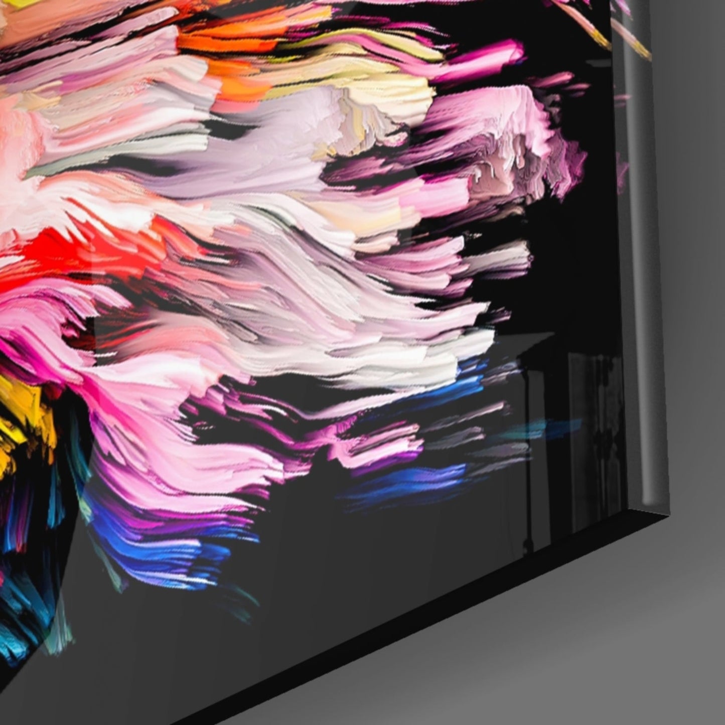 Rainbow Paint Stroke Falcon Glass Wall Art