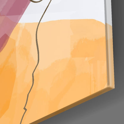 Mauve Orange Spiral Line Glass Wall Art