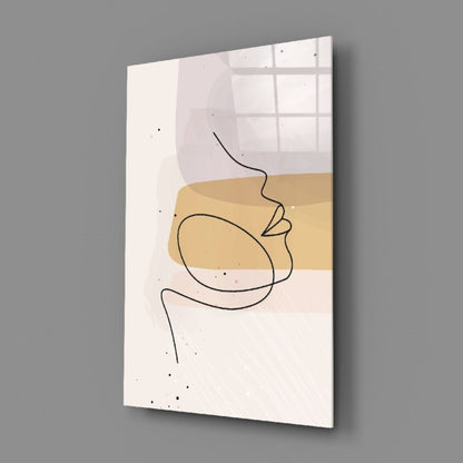 Lavender Gold Line Art Face Glass Wall Art