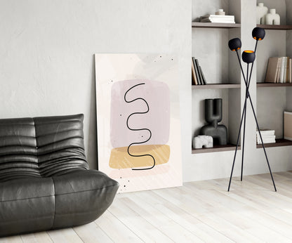 Lavender Mustard Squiggle Line Glass Wall Art