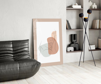 Blush Terracotta Line Face Glass Wall Art