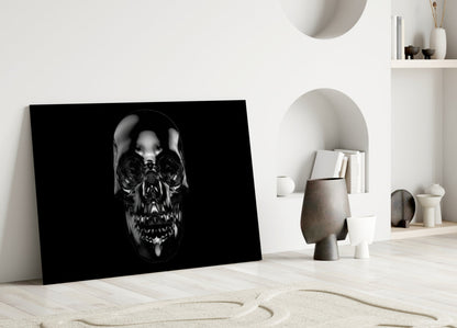 Dark Onyx Chrome Skull Glass Wall Art