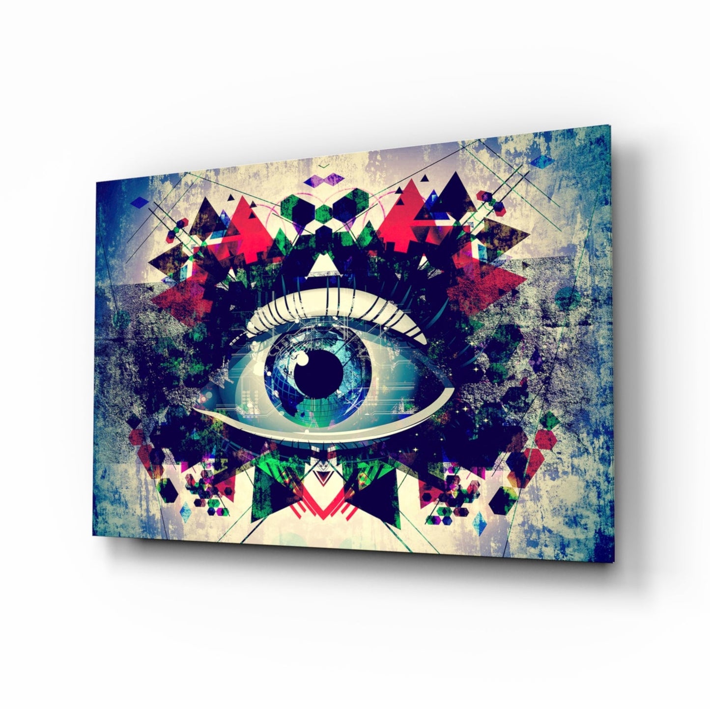 Kaleidoscope Triangle Cosmic Eye Glass Wall Art
