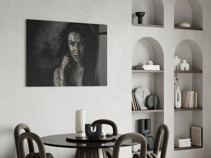 Tattooed Woman Glass Wall Art
