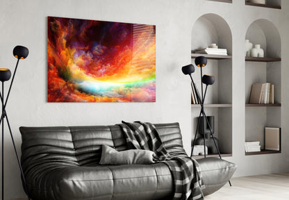 Vibrant Rainbow Cloud Sky Glass Wall Art