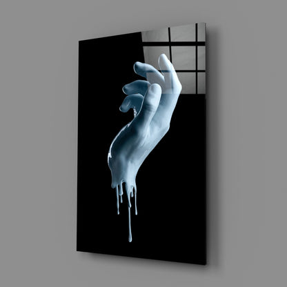 Melting Ice Blue Hand Sculpture Glass Wall Art