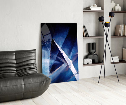 Deep Blue Palette Knife Abstract Glass Wall Art