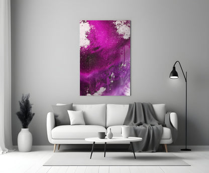 Magenta Fuchsia Fluid Abstract Glass Wall Art