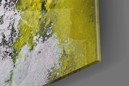 Chartreuse Lavender Ink Flow Glass Wall Art