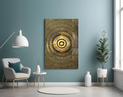 Black Gold Radiant Circle Glass Wall Art