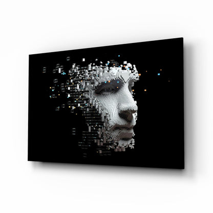 Pixel Dispersing Face Profile Glass Wall Art