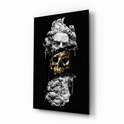 Marble Bust With Gold Skull Glass Wall Art