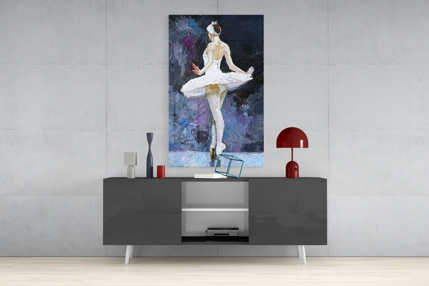 Palette Knife White Tutu Ballerina Glass Wall Art