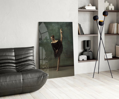 Vertical Split Black Tutu Ballerina Glass Wall Art