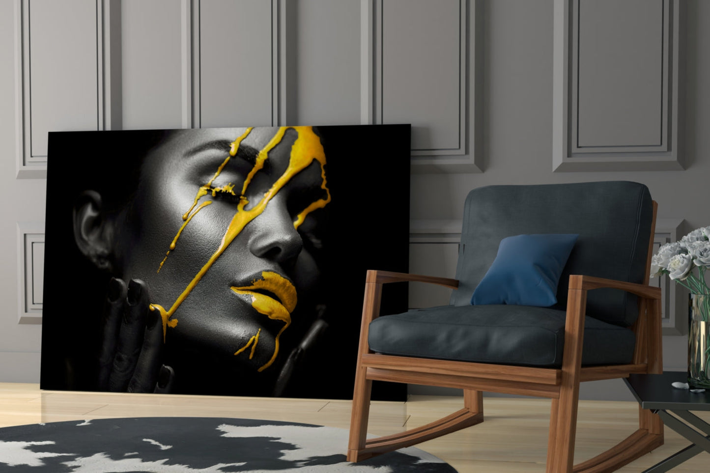 Yellow Paint Glass Art