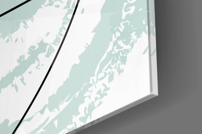 Teal and Beige Brush Circle Lines Glass Wall Art