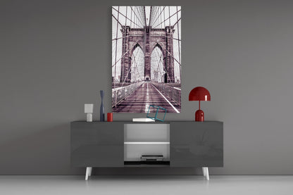 Purple Bridge Walkway View Glass Wall Art