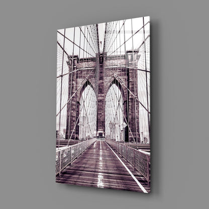 Purple Bridge Walkway View Glass Wall Art
