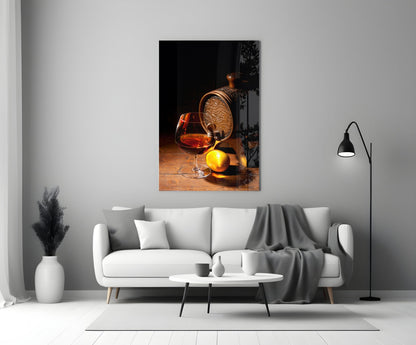 Brandy Snifter With Oak Barrel and Lemon Glass Wall Art