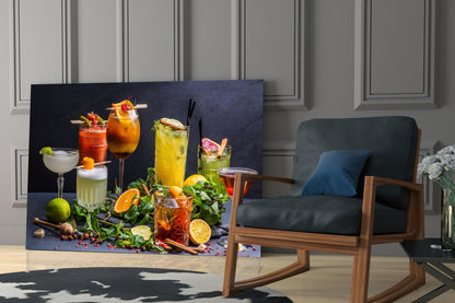 Citrus And Herb Bar Spread Cocktails Glass Wall Art