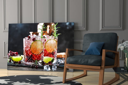 Cranberry Lime Rosemary Cocktails Glass Wall Art