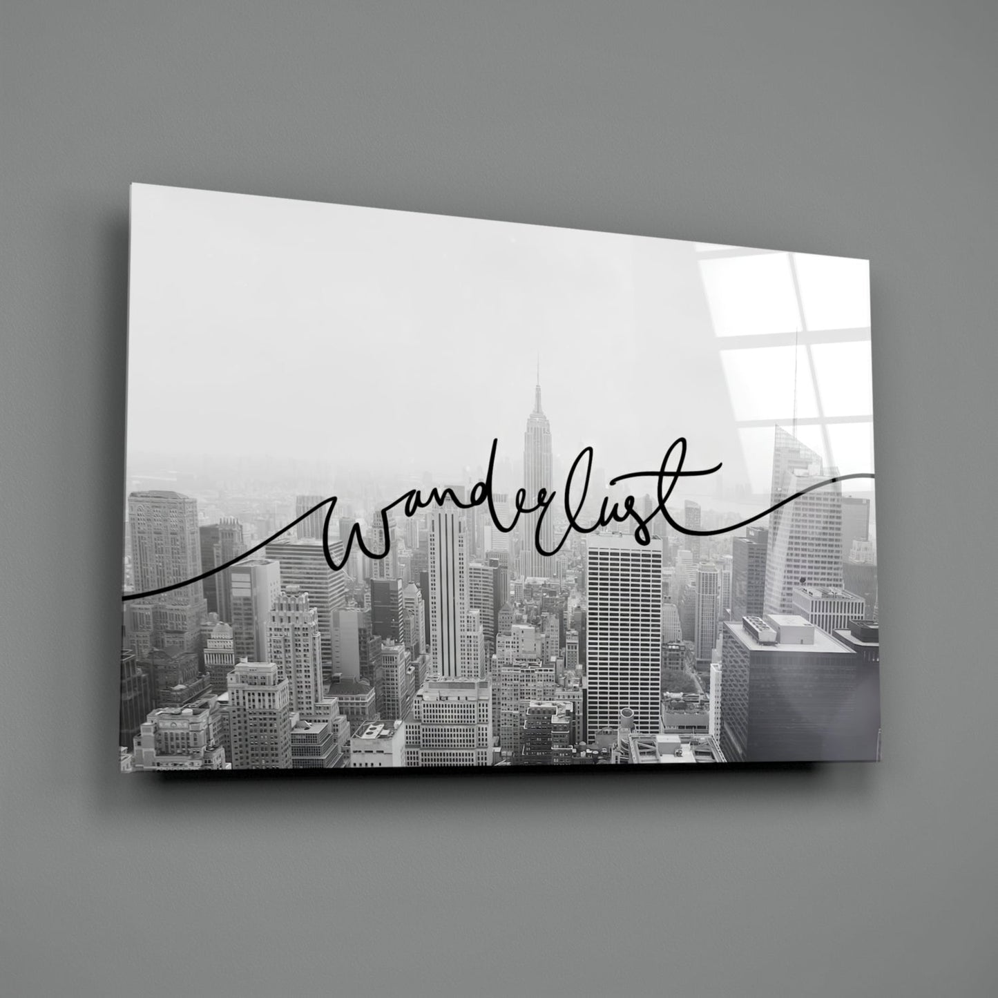 Black And White Skyline Wanderlust Glass Wall Art