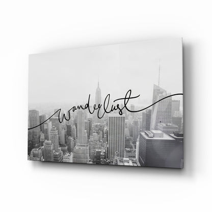 Black And White Skyline Wanderlust Glass Wall Art