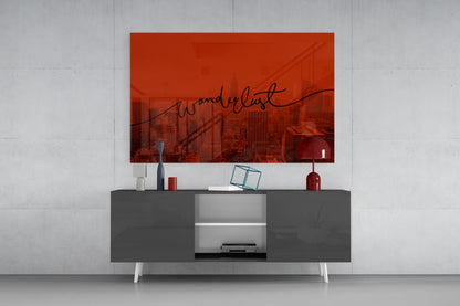 Deep Red City Haze Wanderlust Glass Wall Art