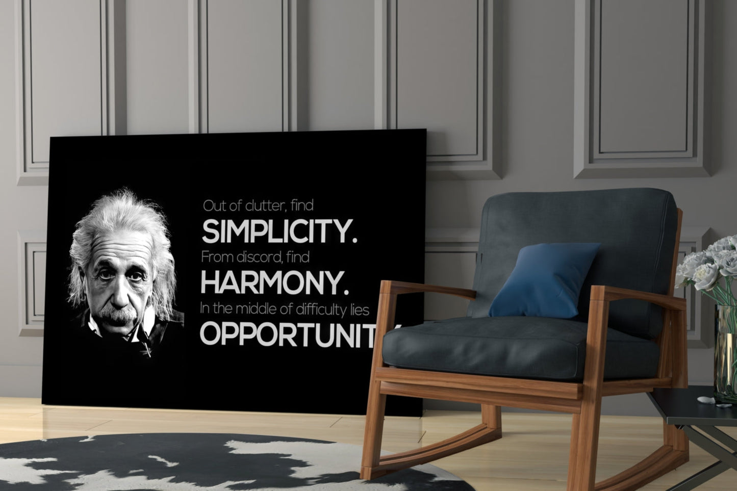 Genius Scientist Portrait Glass Wall Art