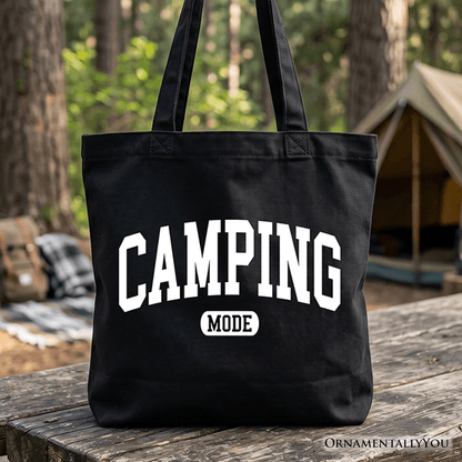 Camping Mode Varsity Tote Bag, Minimalist Outdoors Gift Shopper