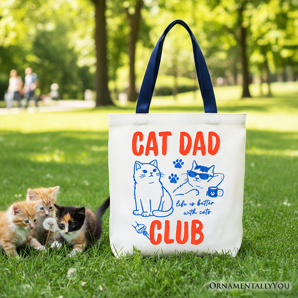 Cat Dad Club Retro Tote Bag, Funny Father's Day Gift Shopper