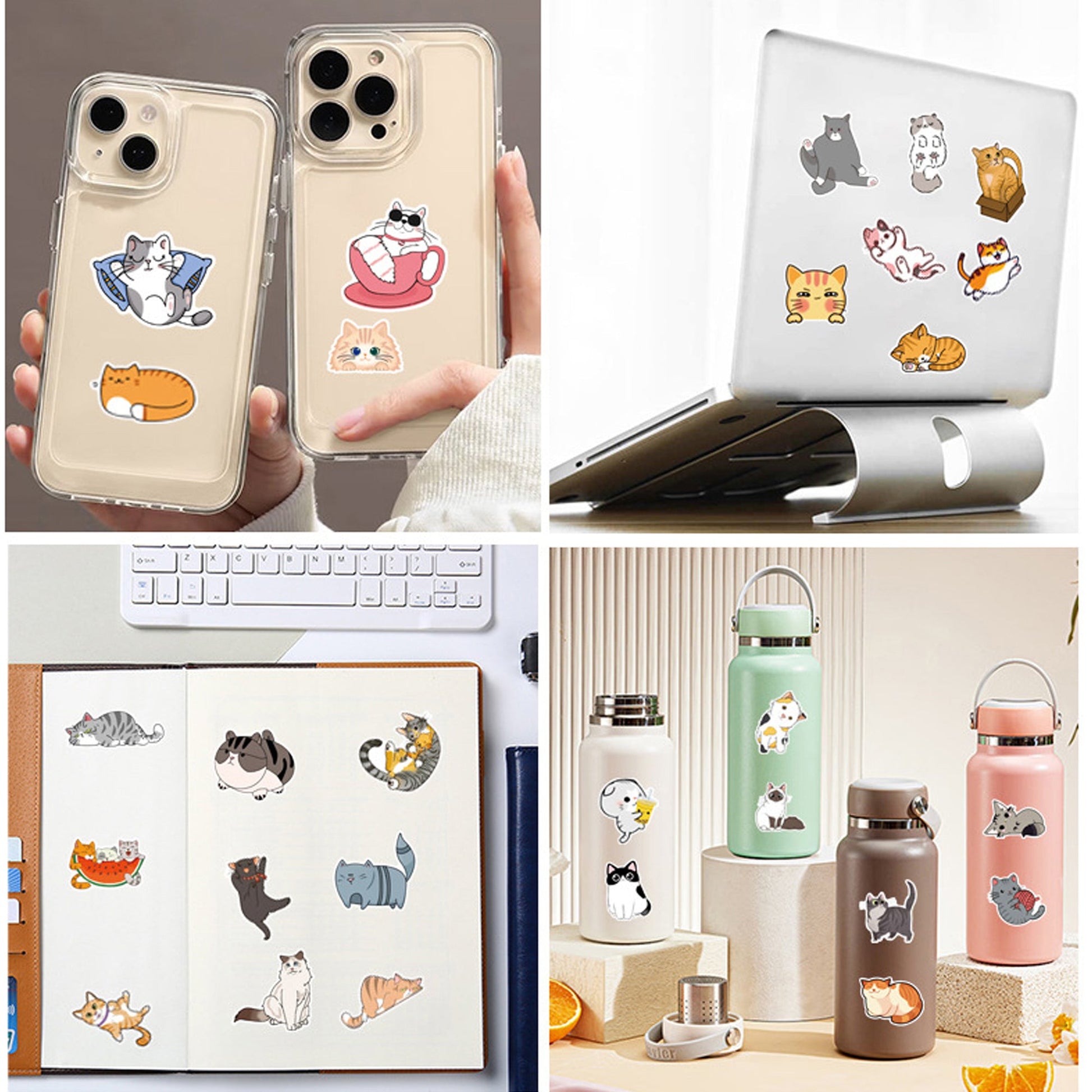 Cat Stickers 50 pcs Non-toxic Vinyl Stickers for Laptops Water Bottles