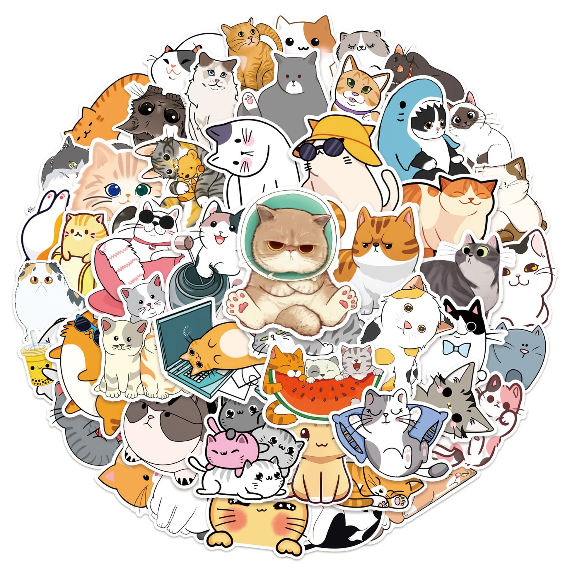 Cat Stickers 50 pcs Non-toxic Vinyl Stickers for Laptops Water Bottles