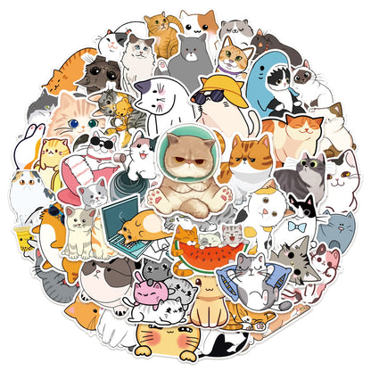 Cat Stickers 50 pcs Non-toxic Vinyl Stickers for Laptops Water Bottles