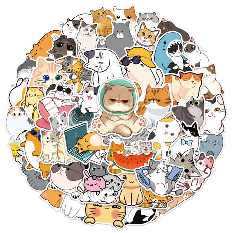 Cat Stickers 50 pcs Non-toxic Vinyl Stickers for Laptops Water Bottles
