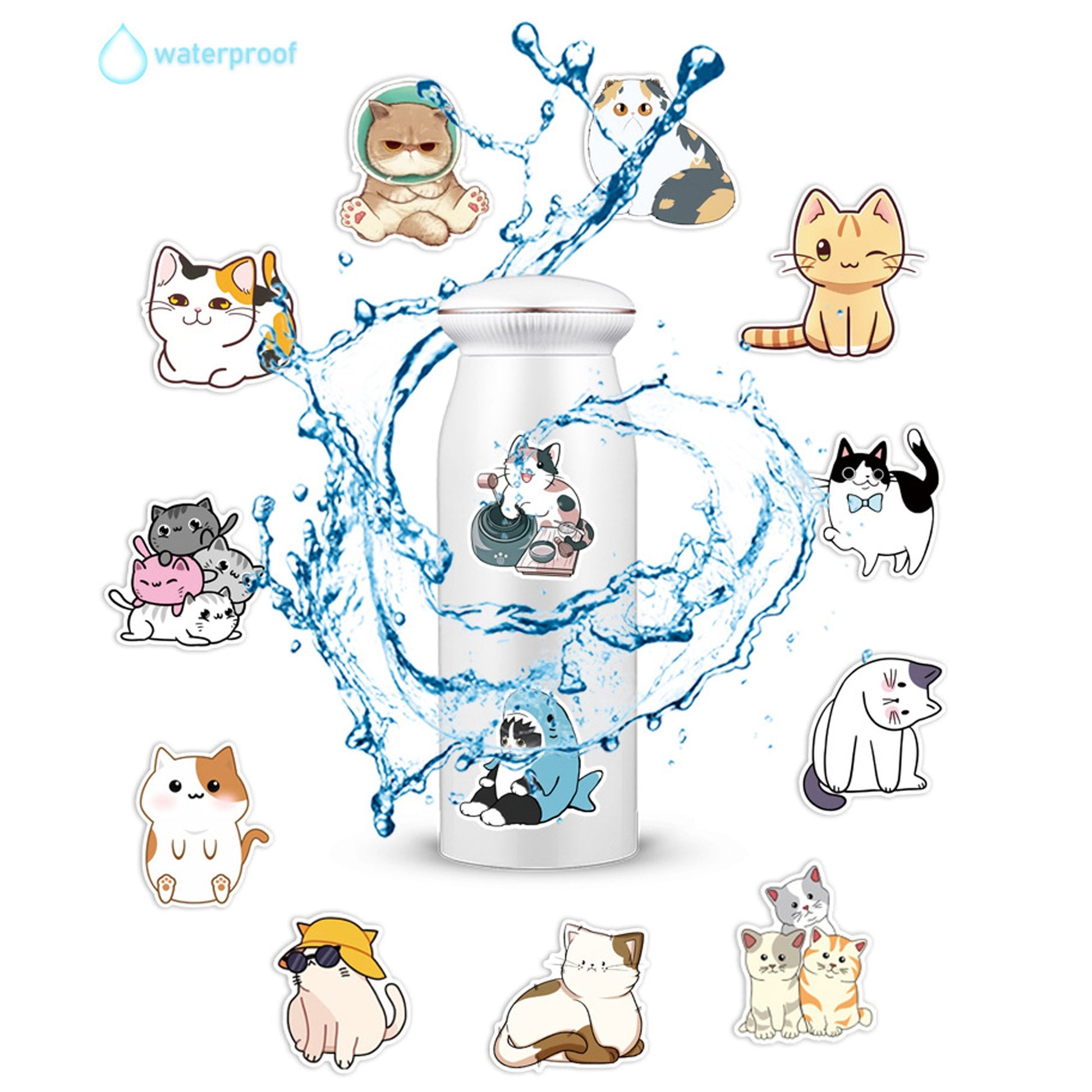 Cat Stickers 50 pcs Non-toxic Vinyl Stickers for Laptops Water Bottles