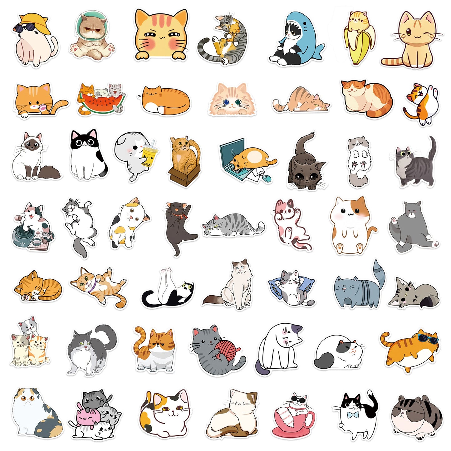 Cat Stickers 50 pcs Non-toxic Vinyl Stickers for Laptops Water Bottles