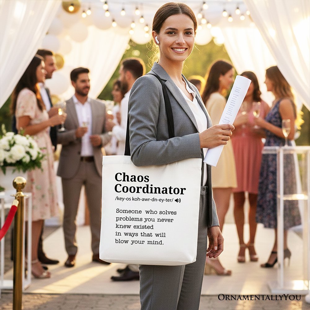 Chaos Coordinator Definition Canvas Tote Bag, Funny Gift Shopper for Busy Moms