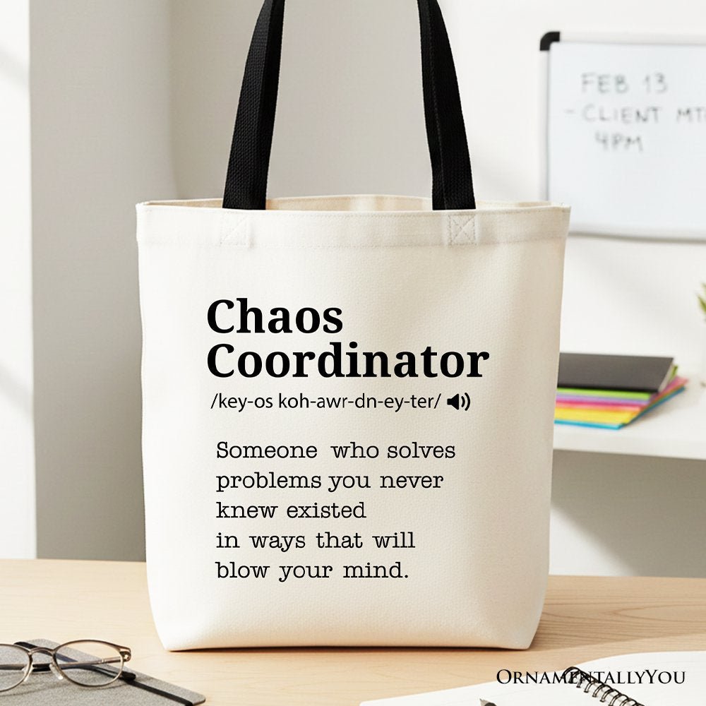 Chaos Coordinator Definition Canvas Tote Bag, Funny Gift Shopper for Busy Moms