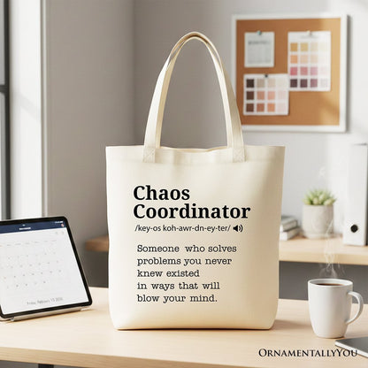 Chaos Coordinator Definition Canvas Tote Bag, Funny Gift Shopper for Busy Moms