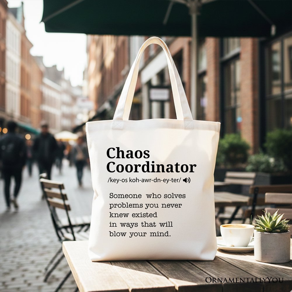 Chaos Coordinator Definition Canvas Tote Bag, Funny Gift Shopper for Busy Moms