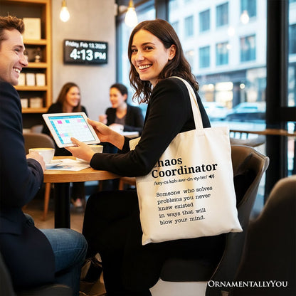 Chaos Coordinator Definition Canvas Tote Bag, Funny Gift Shopper for Busy Moms