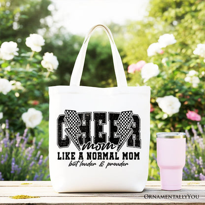 Cheer Mom Lightning Canvas Tote Bag, Cheerleader Retro Gift Shopper for Proud Sports Mothers