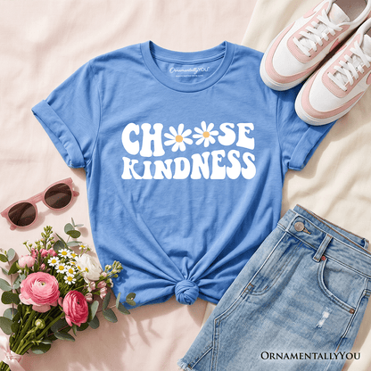 Choose Kindness Daisies Kids T-Shirt, Retro Groovy Positive Quote Tee for Youth