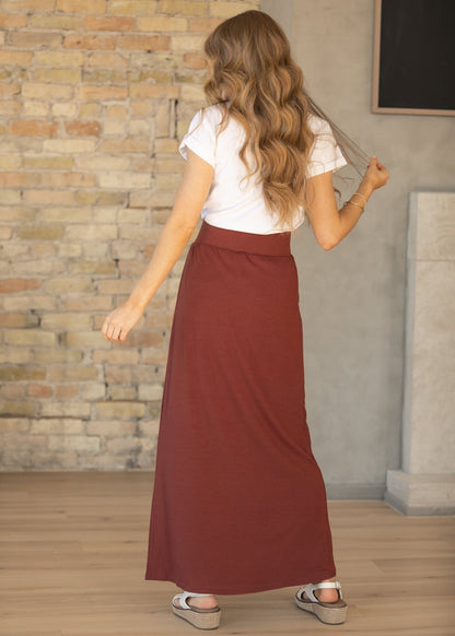Clarise Rust Premium Knit Maxi Skirt