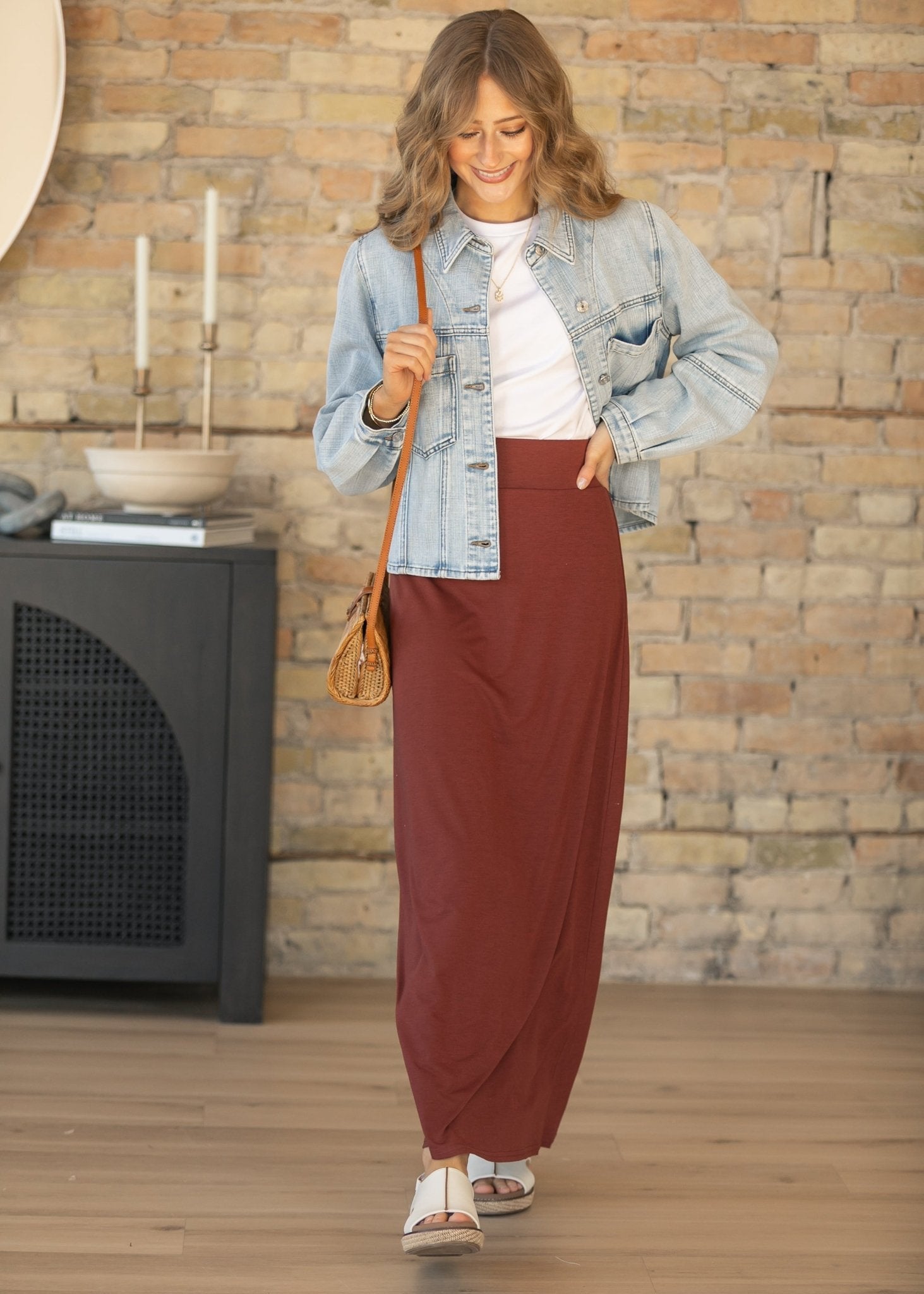 Clarise Rust Premium Knit Maxi Skirt