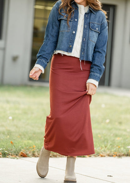 Clarise Rust Premium Knit Maxi Skirt