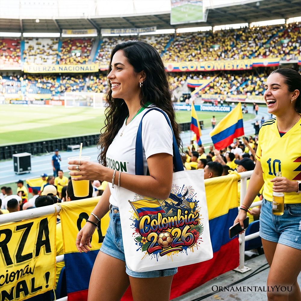 Colombia 2026 Soccer Cup Global Championship Tote Bag, Fans Football Gift Shopper