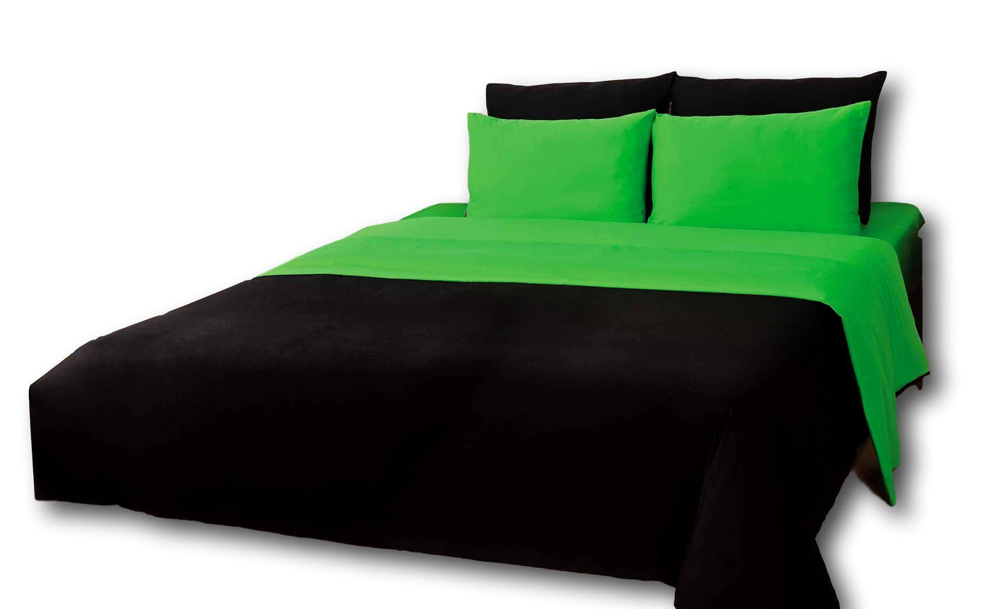 Tache Cotton Lime Green Black Reversible Comforter Set With Zipper Cover